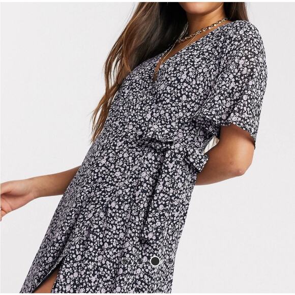 Vila Floral Wrap Maxi Dress EU 36 US 4 Boho Flowy Cottagecore Summer Feminine - Picture 3 of 15